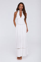Pastel Promises Halter Maxi Dress White