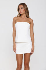 Soft Feminine Tailored Strapless Top White