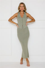 Mayfair Knit Maxi Skirt Khaki