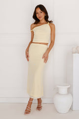 Downtown Dreamscape Off Shoulder Mesh Crop Top Yellow
