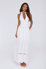 Pastel Promises Halter Maxi Dress White