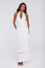 Pastel Promises Halter Maxi Dress White