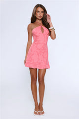 Crown On Halter Mini Dress Pink