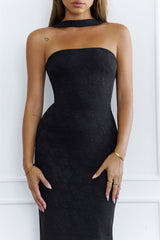Stylish Fusion Halter Maxi Dress Black