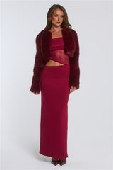 St Moritz Soirée Faux Fur Cropped Jacket Wine